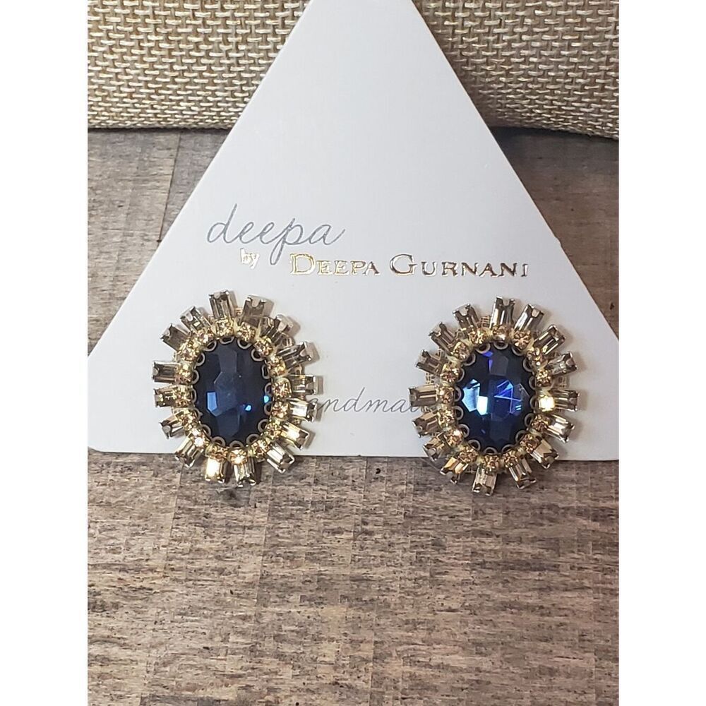 DEEPA GURNANI NWT Blue.Faceted Stunning Pierced Earrings
